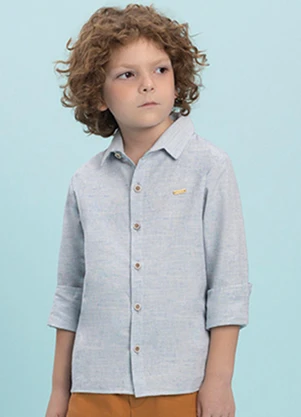 Ioluig - Camisa Menino em Sarja Capri Chambray Azul - IOLUIG