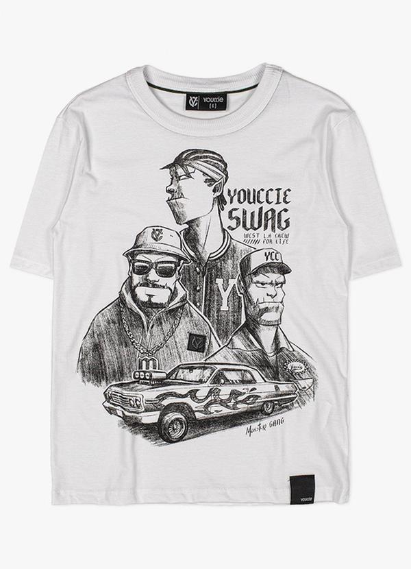Youccie - Camiseta Branca Estampada Branco