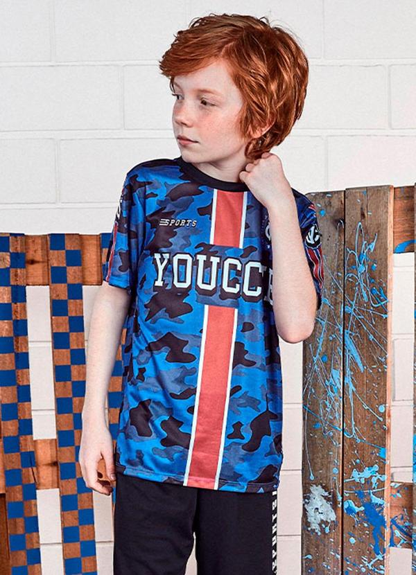 Youccie - Camiseta Camuflada Azul