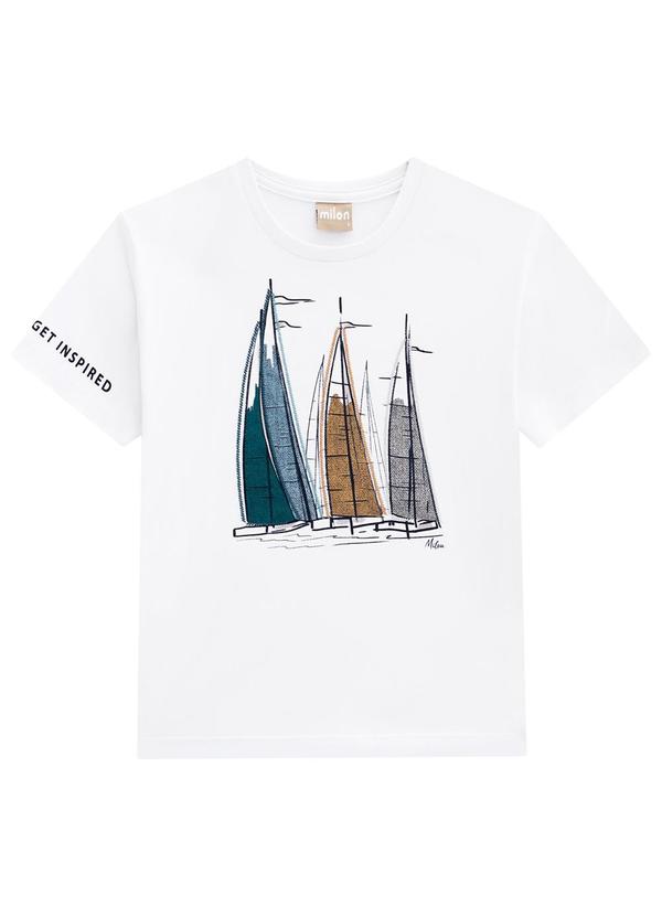Milon - Camiseta Infantil Menino Estampa Branco