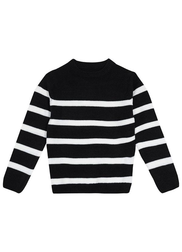 Malwee Kids - Suéter Infantil em Tricô Listrada Preto