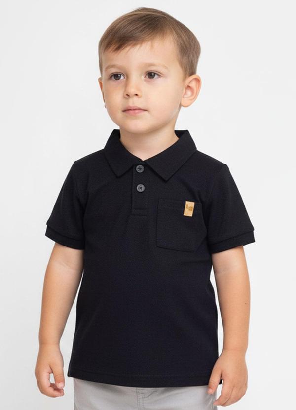 Lik Boys - Camisa Gola Polo Mc Avulsa em Piquet Preto
