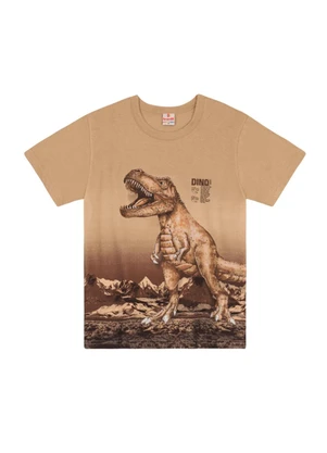 Brandili - Camiseta Infantil Menino de Dinossauro Marrom - BRANDILI