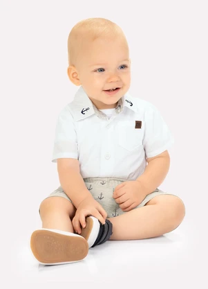 Milon - Conjunto Bebê Menino Âncoras Branco - MILON