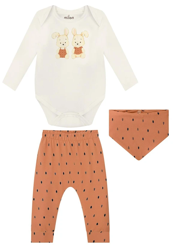 Milon - Conjunto Bebê Menino Bichinhos Off White