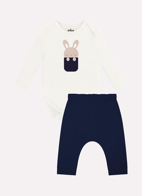 Milon - Conjunto Bebê Menino Coelho  Off White