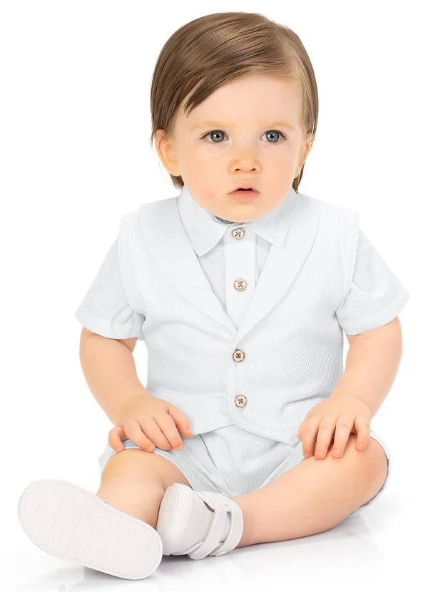 Milon - Conjunto Bebê Menino em Algodão Branco