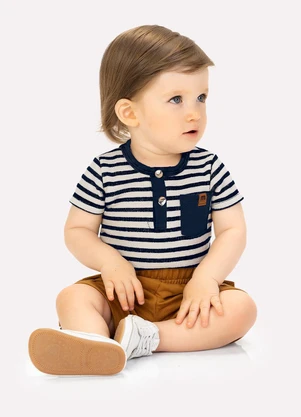 Milon - Conjunto Bebê Menino Listrado Marinho - MILON