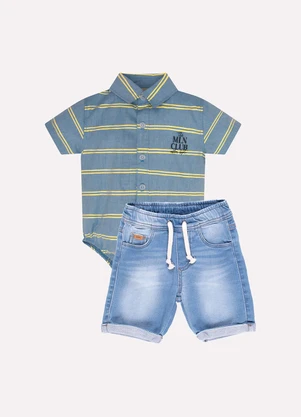 Milon - Conjunto Bebê Menino Listras  Amarelo - MILON