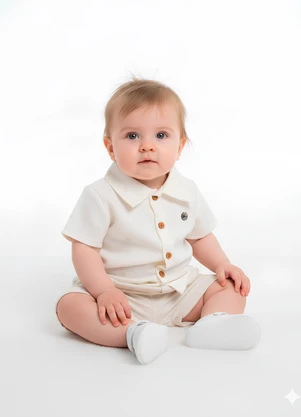 Lik Boys - Conjunto Camisa Manga Curta Bege - LIK BOYS