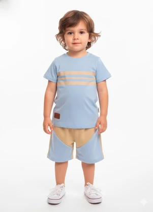 Lik Boys - Conjunto Camiseta Mm com Short Azul - LIK BOYS