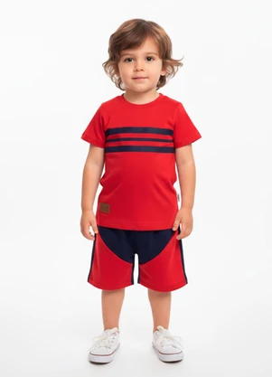 Lik Boys - Conjunto Camiseta Mm com Short Vermelho - LIK BOYS