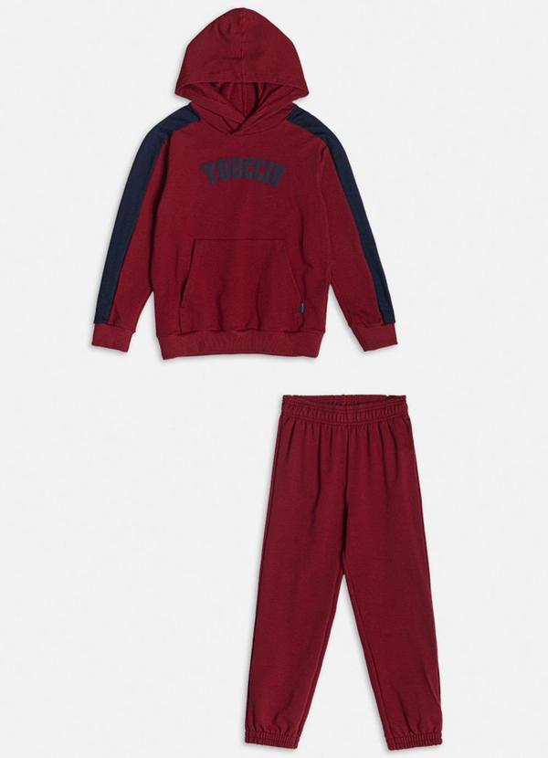 Youccie - Conjunto Casaco e Calça com Recortes Vermelho