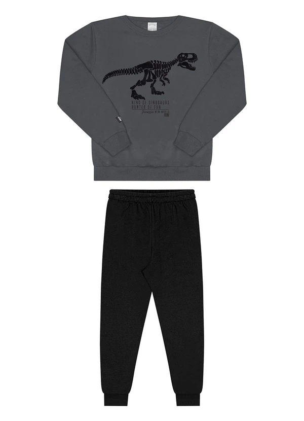 Alakazoo - Conjunto Felpado com Calça e Blusão Cinza