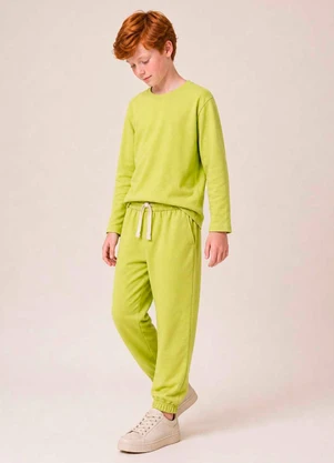 Bugbee - Conjunto Infantil em Malha e Suedine Verde - BUGBEE
