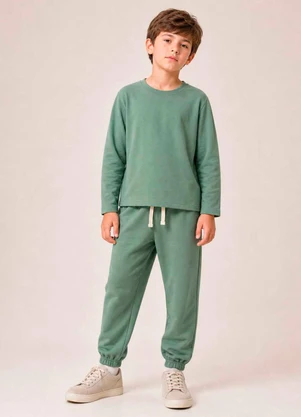 Bugbee - Conjunto Infantil em Malha e Suedine Verde - BUGBEE