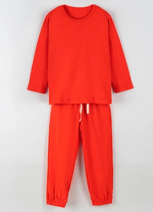 Bugbee - Conjunto Infantil em Malha e Suedine Vermelho - BUGBEE