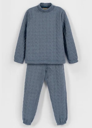 Bugbee - Conjunto Infantil em Malha Texturizada Azul - BUGBEE