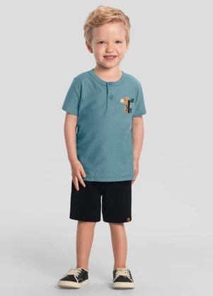 Brandili - Conjunto Infantil Menino de Girafa Azul - BRANDILI