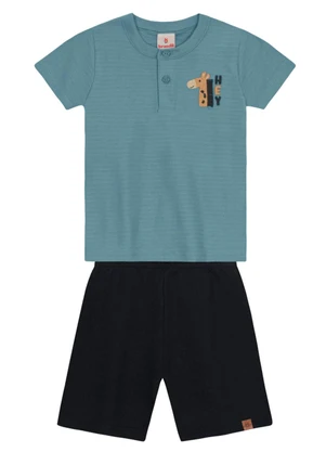 Brandili - Conjunto Infantil Menino de Girafa Azul - BRANDILI