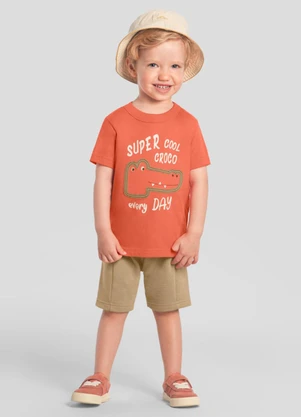 Brandili - Conjunto Infantil Menino de Jacaré Laranja - BRANDILI