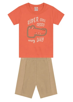 Brandili - Conjunto Infantil Menino de Jacaré Laranja - BRANDILI