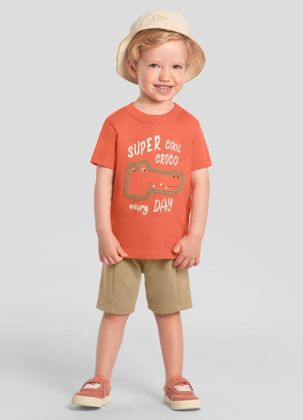 Brandili - Conjunto Infantil Menino de Jacaré Laranja