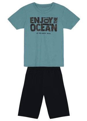 Brandili - Conjunto Infantil Menino em Puff Azul - BRANDILI