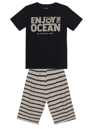 Brandili - Conjunto Infantil Menino em Puff Preto - BRANDILI