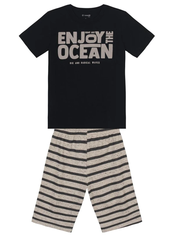 Brandili - Conjunto Infantil Menino em Puff Preto