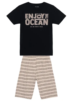 Brandili - Conjunto Infantil Menino em Puff Preto - BRANDILI