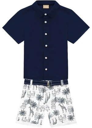 Milon - Conjunto Infantil Menino Estampa  Azul - MILON