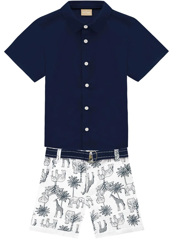 Milon - Conjunto Infantil Menino Estampa Azul