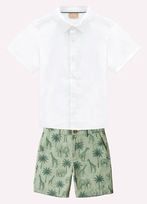 Milon - Conjunto Infantil Menino Estampa  Branco - MILON