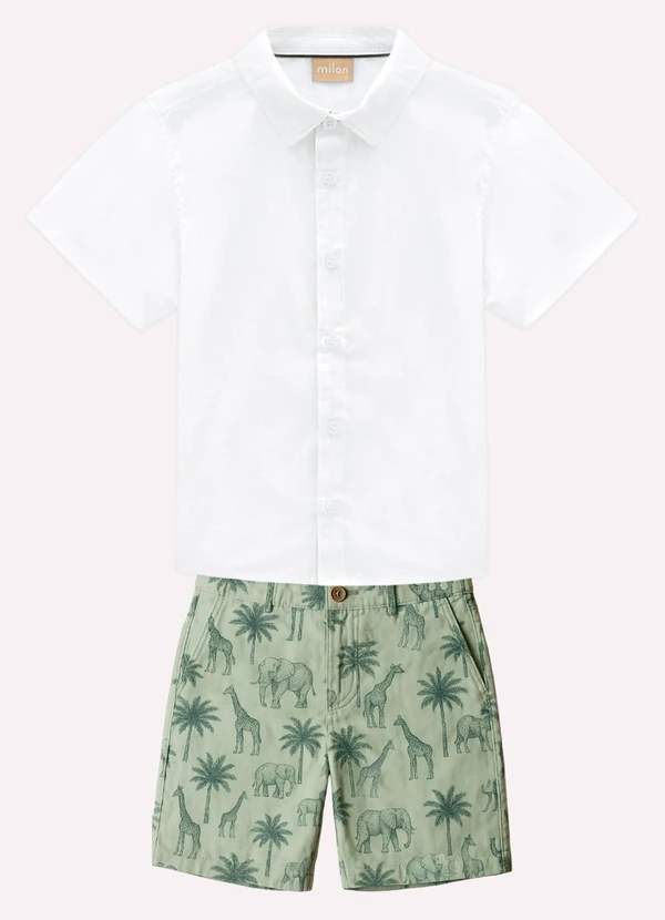 Milon - Conjunto Infantil Menino Estampa  Branco