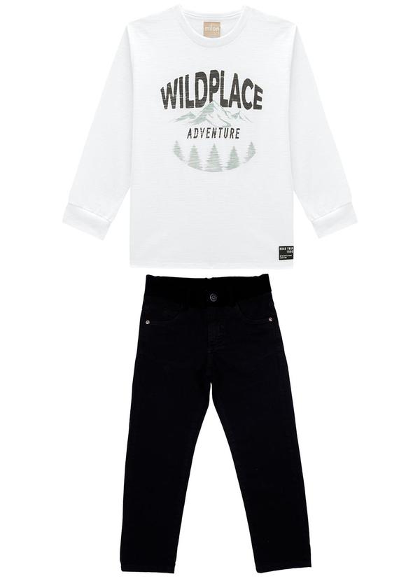 Milon - Conjunto Infantil Menino Estampa  Branco