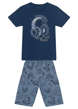Brandili - Conjunto Infantil Menino Gamer Azul - BRANDILI