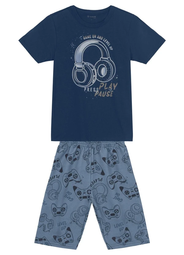 Brandili - Conjunto Infantil Menino Gamer Azul