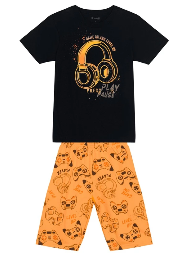 Brandili - Conjunto Infantil Menino Gamer Preto