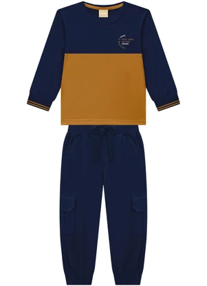 Milon - Conjunto Infantil Menino Lettering Azul - MILON