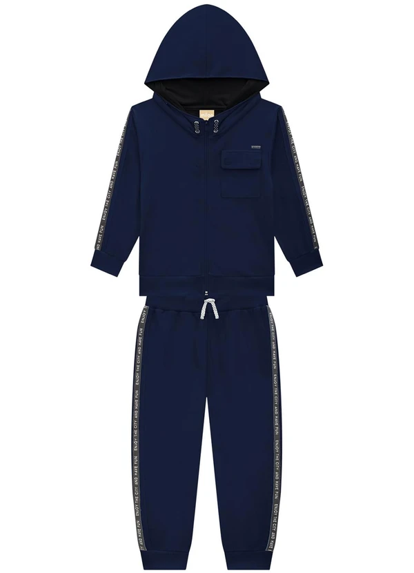 Milon - Conjunto Infantil Menino Lettering  Azul