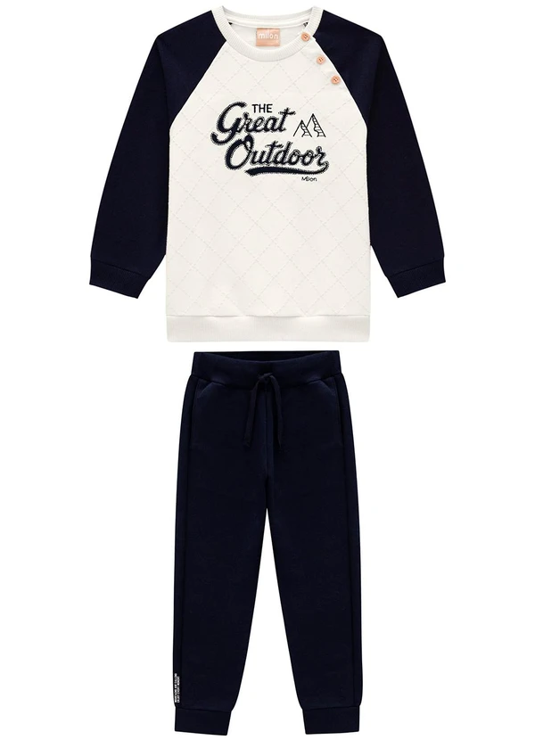 Milon - Conjunto Infantil Menino Lettering  Azul