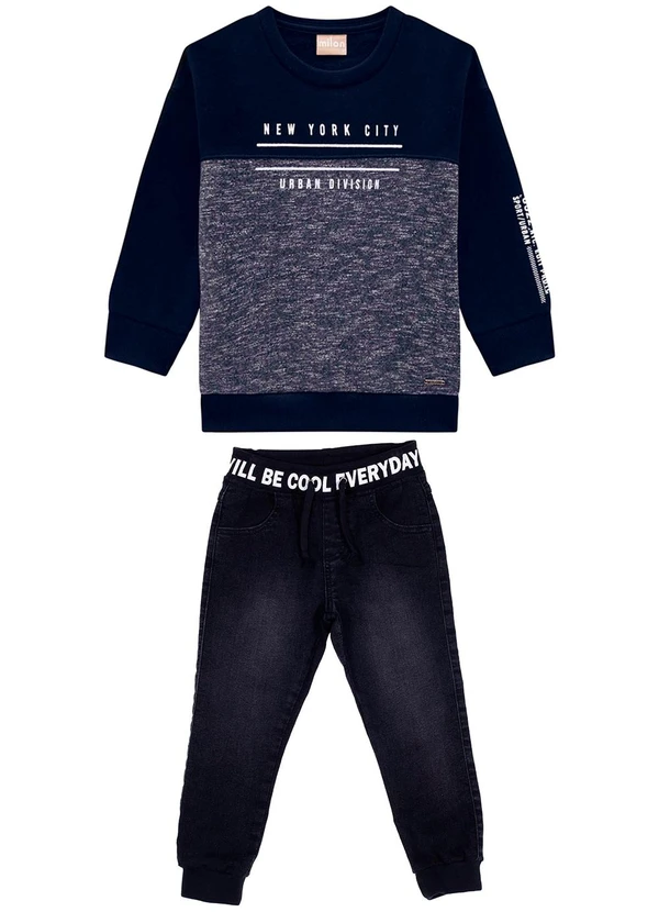 Milon - Conjunto Infantil Menino Lettering Azul