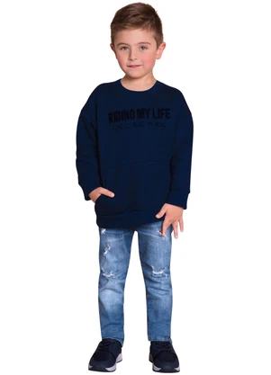 Milon - Conjunto Infantil Menino Lettering  Azul - MILON