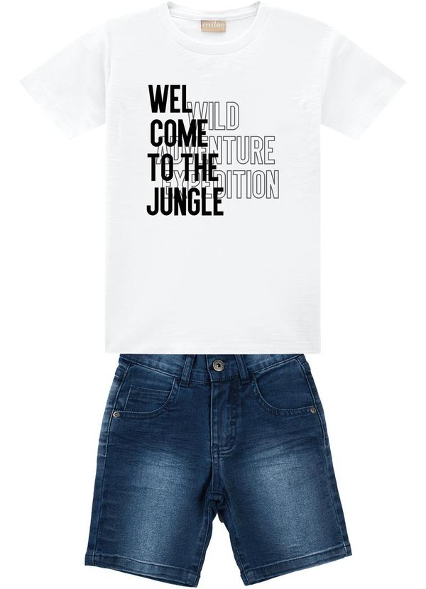 Milon - Conjunto Infantil Menino Lettering  Branco