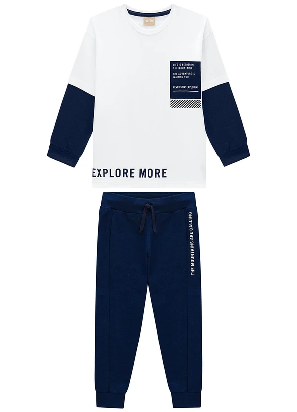 Milon - Conjunto Infantil Menino Lettering Branco