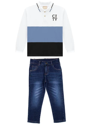 Milon - Conjunto Infantil Menino Lettering  Branco - MILON