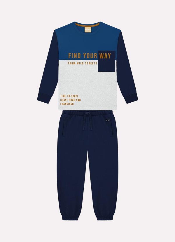 Milon - Conjunto Infantil Menino Lettering Cinza