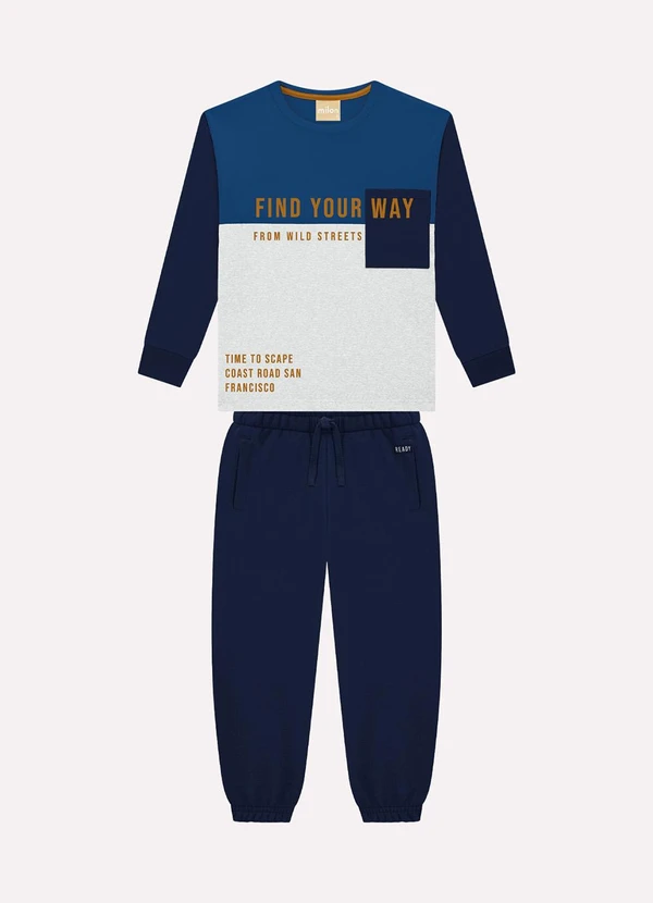 Milon - Conjunto Infantil Menino Lettering Cinza