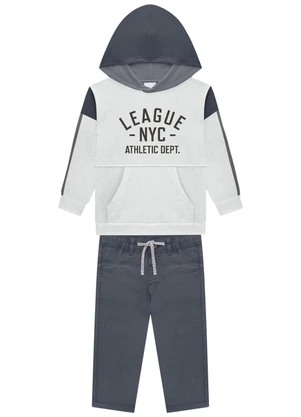 Milon - Conjunto Infantil Menino Lettering  Cinza - MILON